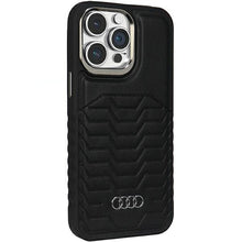 Заредете изображение във визуализатора на галерията – Audi Synthetic Leather case with MagSafe for iPhone 14 Pro - black

