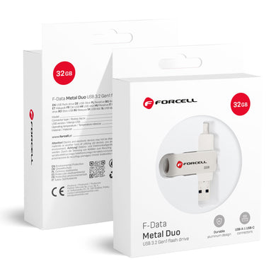 FORCELL F-DATA pendrive Metal Duo 32GB USB3.2 Gen 1 (USB A / Type C) silver