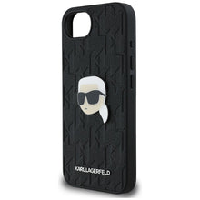 Заредете изображение във визуализатора на галерията – KARL LAGERFELD case for IPHONE 16e (SE 4 2025) KLHCPSE4PGKLKIPK (PU Monogram K. Head Pin) black
