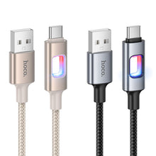Заредете изображение във визуализатора на галерията – LED Cable USB A to USB C Hoco 3A 1,2 m U144 white
