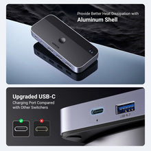 Заредете изображение във визуализатора на галерията – Ugreen CM662 USB 3.0 switch 2-in-4 switch + 2x USB-A cable - black

