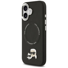 Заредете изображение във визуализатора на галерията – KARL LAGERFELD case for IPHONE 17 compatible with MagSafe KLHMP17SPSMLRKCK (PU K&amp;C Pins) black
