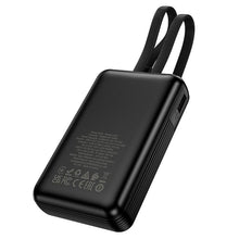 Заредете изображение във визуализатора на галерията – Powerbank 10000 mAh QC PD 22,5W with built-in cables USB C+ Lightning Hoco J162 black
