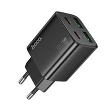 Заредете изображение във визуализатора на галерията – HOCO charger 2 x Type C + 2 x USB A PD QC3.0 3A 20W N55 black
