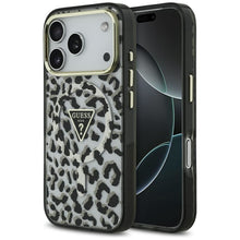 Заредете изображение във визуализатора на галерията – GUESS case for IPHONE 17 Pro Max compatible with MagSafe GUHMP17XHLEGTGLK (PC TPU W/ Leopard Glitter) black
