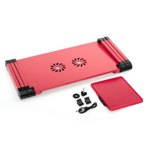 Заредете изображение във визуализатора на галерията – Desk for laptop uniwersal adjustable with cooling YL-803 red
