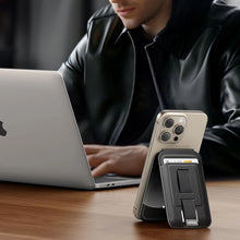Заредете изображение във визуализатора на галерията – Ugreen Magnetic Wallet 45166 magnetic MagSafe with stand and finger holder - black

