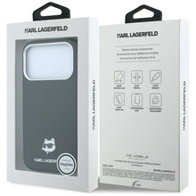 Заредете изображение във визуализатора на галерията – KARL LAGERFELD case for IPHONE 18 Pro Max/ 17 Pro Max compatible with MagSafe (Grained Choupette Head Metal) black

