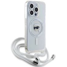Заредете изображение във визуализатора на галерията – Karl Lagerfeld Crossbody IML Karl Head MagSafe case for iPhone 15 Pro - transparent
