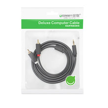 Заредете изображение във визуализатора на галерията – Ugreen AV102 10510 cable 3.5 mm mini jack (male) / 2RCA (male) 2m - gray
