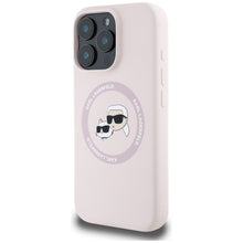 Заредете изображение във визуализатора на галерията – KARL LAGERFELD case for IPHONE 16 Pro compatible with MagSafe KLHMP16LSKCHTCP (Silicone KC Heads) pink
