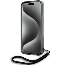 Заредете изображение във визуализатора на галерията – Karl Lagerfeld IML Mono KL Pattern &amp; Cord case for iPhone 15 / 14 / 13 - black
