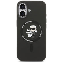 Заредете изображение във визуализатора на галерията – KARL LAGERFELD case for IPHONE 17 compatible with MagSafe KLHMP17SSCMKCRHK (Silicone KC Body Ring) black
