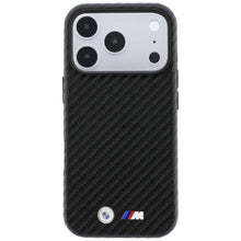 Заредете изображение във визуализатора на галерията – BMW case for IPHONE 18 Pro Max/17 Pro Max compatible with MagSafe (Carbon Metal Logo) black 

