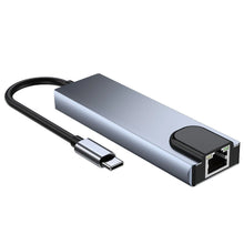 Заредете изображение във визуализатора на галерията – HUB Tech-Protect V3 5in1 USB-C - USB-A 3.0 / USB-A 2.0 / USB-C / HDMI / RJ45 - gray

