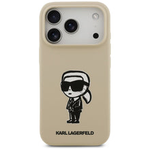 Заредете изображение във визуализатора на галерията – KARL LAGERFELD case for IPHONE 17 Pro compatible with MagSafe KLHMP17LSKIGROW (Silicone W/ KL Sketch &amp; Logo) brown
