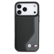 Заредете изображение във визуализатора на галерията – BMW case for IPHONE 17 Pro Max compatible with MagSafe BMHMP17X25PCCSCAK (PU Carbon Logo) anthracite

