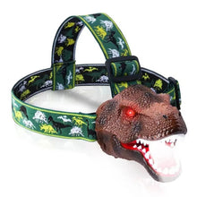 Заредете изображение във визуализатора на галерията – Head flashlight LED for kids with dinosaur IPX4 15LM brown
