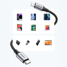Заредете изображение във визуализатора на галерията – Ugreen US304 60760 Lightning - USB-C 2.0 MFi cable 1.5 m - gray
