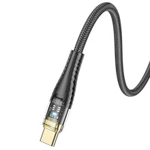 Заредете изображение във визуализатора на галерията – Cable USB A to USB C Hoco 2,4A 1,2 m U121 black transparent
