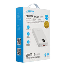 Заредете изображение във визуализатора на галерията – Powerbank Veger S20 (W2081) PD QC3.0 2A 22,5W 20000 mAh white
