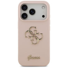 Заредете изображение във визуализатора на галерията – GUESS case for IPHONE 17 Pro GUHCP17LSC4GSMP (Silicone W/ Big 4G Script) pink
