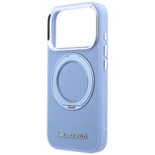 Заредете изображение във визуализатора на галерията – KARL LAGERFELD case for IPHONE 18 Pro/17 Pro compatible with MagSafe (Saffiano Classic Logo) light blue
