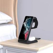 Заредете изображение във визуализатора на галерията – Tech-Protect A7 10W inductive charger in the form of a 3-in-1 stand for smartphone / headphones / smartwatch - black

