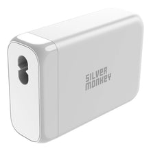Заредете изображение във визуализатора на галерията – Silver Monkey SMA152 130W 3xUSB-C PD USB-A QC 3.0 GaN Charger with Detachable Power Cable - White
