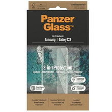 Заредете изображение във визуализатора на галерията – PanzerGlass Bundle 3in1 Transparent Case + Film + Camera Protector for Samsung Galaxy S23
