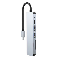 Заредете изображение във визуализатора на галерията – HUB Tech-Protect V4 6in1 USB-C - USB-A 3.0 / USB-A 2.0 / USB-C / HDMI / micro SD / TF / SD card reader - gray
