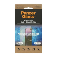 Заредете изображение във визуализатора на галерията – PanzerGlass Ultra-Wide Fit Antibacterial Tempered Glass with Blue Light Filter and Positioner for iPhone 14 Pro Max
