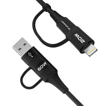 Заредете изображение във визуализатора на галерията – Wozinsky WNBAA 4in1 cable 2x USB-C 1x USB-A 1x Lightning 60W 1 m - black
