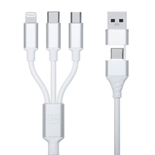 Заредете изображение във визуализатора на галерията – 3mk Hyper Cable 3in1 USB-A - USB-C / USB-C - micro USB - Lightning 1.5m - white

