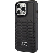 Заредете изображение във визуализатора на галерията – Audi Synthetic Leather case with MagSafe for iPhone 13 Pro Max - black
