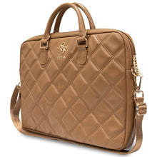 Заредете изображение във визуализатора на галерията – Guess Quilted 4G bag for a 16" laptop - brown
