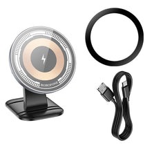 Заредете изображение във визуализатора на галерията – Borofone Car holder BH212 Riley with induction charging with stick-on base black
