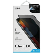 Заредете изображение във визуализатора на галерията – Uniq Optix Privacy Tempered Glass for iPhone 14/13/13 Pro with Applicator
