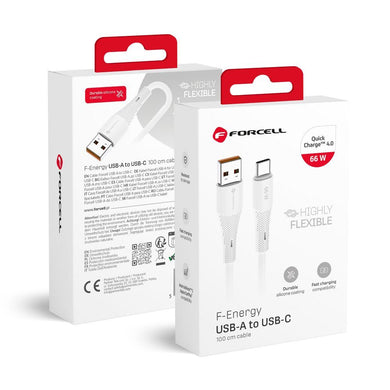 FORCELL F-ENERGY C342 cable USB A to Type C QC4.0 3A 66W Silicone 1 m white