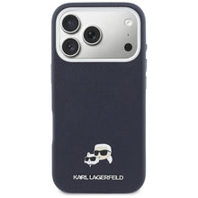 Заредете изображение във визуализатора на галерията – KARL LAGERFELD case for IPHONE 17 Pro Max compatible with MagSafe KLHMP17X6PFKCLB (PU FW W/ K&amp;C Head Pin) blue
