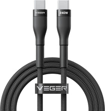Заредете изображение във визуализатора на галерията – Cable Typ C to Typ C VEGER PD 5A 240W CC03 1,5 m black
