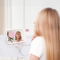 Безжично зарядно FORCELL F-ENERGY Mag Mirror 15W 3 in 1 с MagSafe, за Apple Watch / Samsung Watch / Airpods - розово