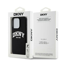 Заредете изображение във визуализатора на галерията – DKNY case for IPHONE 13 Pro compatible with MagSafe DKHMP13LSNYACH (DKNY HC MagSafe Silicone W/White Arch Logo) black
