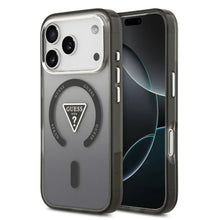 Заредете изображение във визуализатора на галерията – GUESS case for IPHONE 17 Pro Max compatible with MagSafe GUHMP17XHGTMLCGK (IML Gradient W/ Triangle Logo) black

