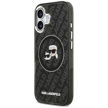 Заредете изображение във визуализатора на галерията – KARL LAGERFELD case for IPHONE 17 compatible with MagSafe KLHMP17SHMKBKCHOK (IML Glitter K&amp;C Heads Logo) black

