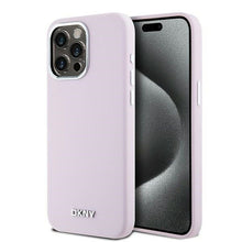 Заредете изображение във визуализатора на галерията – DKNY case for IPHONE 14 Pro Max compatible with MagSafe DKHMP14XSMCHLP (DKNY HC MagSafe Silicone W/Horizontal Metal Logo) pink

