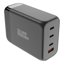 Заредете изображение във визуализатора на галерията – Silver Monkey SMA155 200W 3xUSB-C PD USB-A QC 3.0 GaN Charger with Detachable Power Cable - Black
