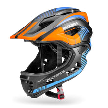 Заредете изображение във визуализатора на галерията – Children's bicycle helmet with detachable visor Rockbros TT-32SOBL-M size M - black and orange
