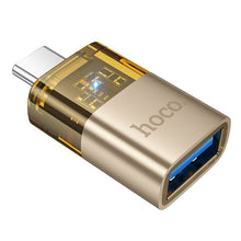 Заредете изображение във визуализатора на галерията – HOCO adapter OTG Type C (male) to USB A (female) UA36B gold
