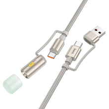 Заредете изображение във визуализатора на галерията – HOCO cable All-in-one USB A / Type C to Type C / LED Light 3A 60W U138 1,2 m grey
